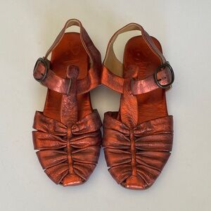 P. Monjo red leather sandals 38.5 made in Spain
